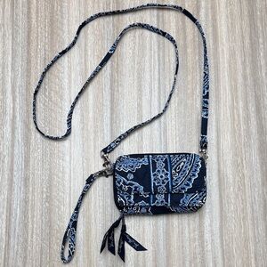 Vera Bradley All In One Crossbody Bag Small in Blue Paisley Pattern